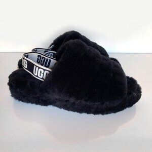 UGG Fluff Yeah Slide Sandal Slippers Black Women Size 9